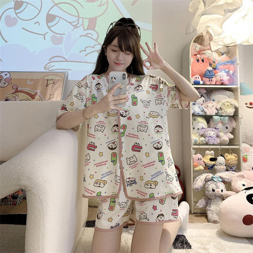 【三件套积木 春夏秋三季必备】韩版睡衣舒适吸汗夏季ins风卡通甜美少女睡衣 商品图1