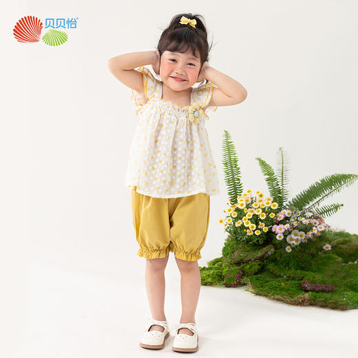 贝贝怡童装女童夏季套装甜美两件套新款宝宝短裤无袖t恤儿童夏装 商品图4