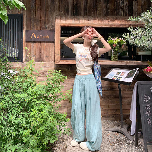 <曾小咸推荐>【俏皮少女】浅黄色短袖T恤+裤子 商品图3