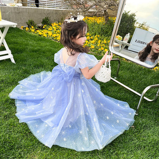 【六一童装】女童表演服艾莎仙女裙新款韩版洋气公主礼服裙 商品图0