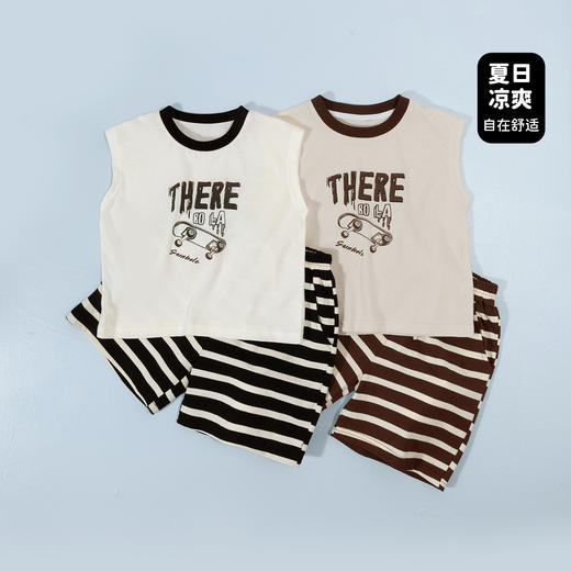 贝贝怡童装男童t恤短裤套装2024夏季新款背心半袖男宝宝凉感夏装 商品图0