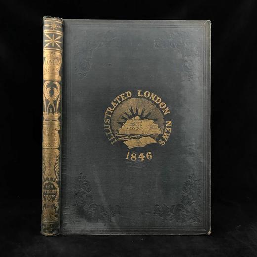 41.5*29.5cm！1846年7~12月 伦敦新闻画报 数百幅版画插图 漆布精装8开 商品图0