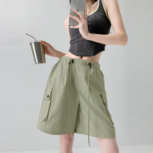 【时髦精酷爱，纯棉水洗工装短裤】好裤不挑人穿出高美酷，a字版型清凉舒适遮肉显瘦显高，夏季新款宽松直筒工装裤休闲辣妹阔腿运动五分中裤QQ 商品图11