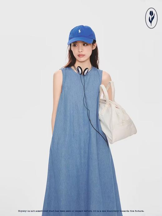 shyshystill/shy202305006/宽大全棉牛仔色背心裙 商品图1