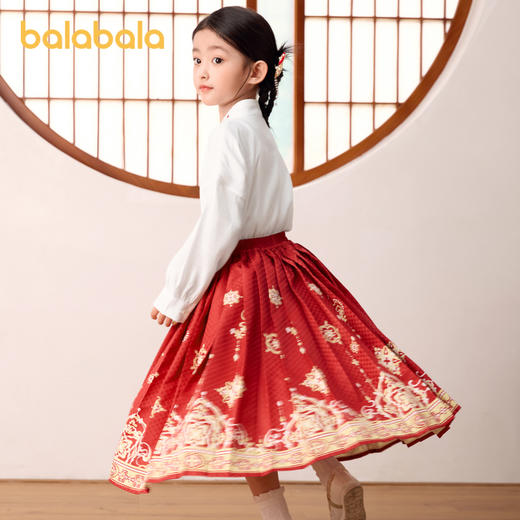 巴拉巴拉女童套装儿童长袖衣服秋季新款时尚国风马面裙两件套 商品图2