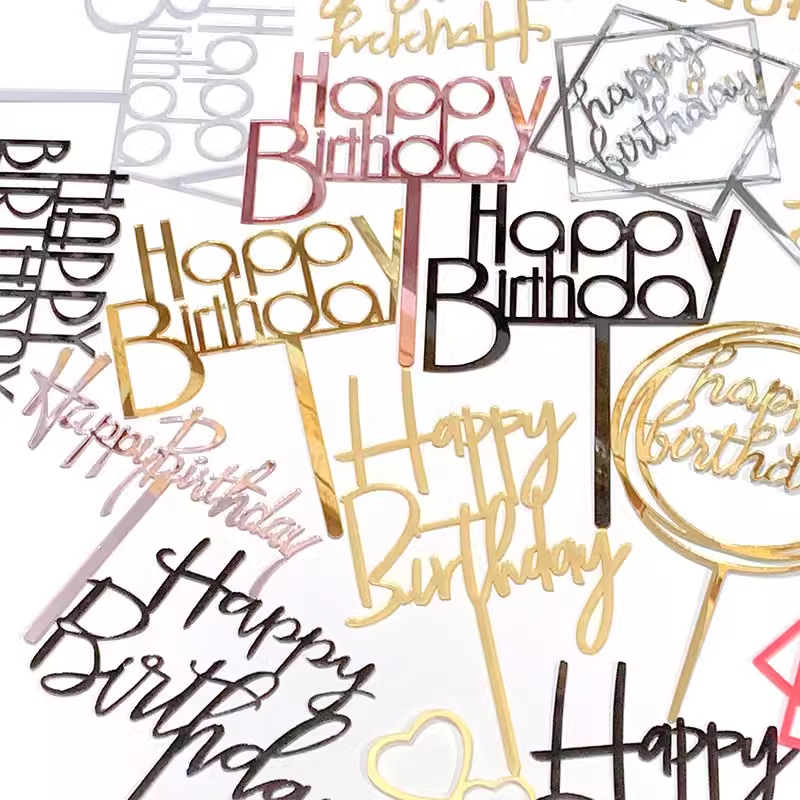 亚克力蛋糕插件 生日快乐插牌 蛋糕插牌装饰用品 甜品台装饰