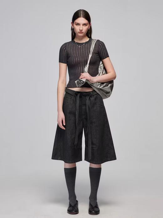 Simple Project/K241500/纯棉原色赤耳双腰带剑道廓形牛仔短裤 商品图2