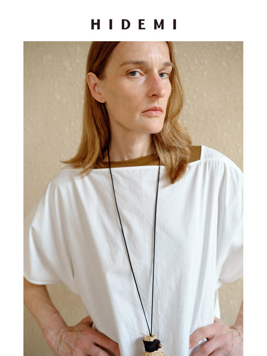 HIDEMI 度假系列极简一字领大口袋大廓形设计感水洗棉宽松式连衣裙 商品图9