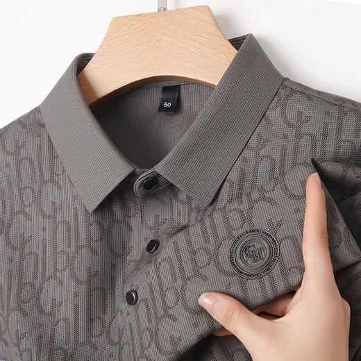 【冰丝凉感面料❗️男式夏季Polo衫】优质面料，舒适不闷汗，男士商务休闲风格，男生休闲字母提花薄款短袖，大码弹力polo衫父亲节礼物新年礼盒年货礼盒 商品图2