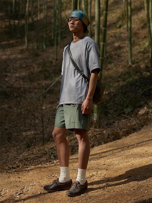 步履不停/4B18087C/蓝咖细条纹防晒短袖T恤 商品图3