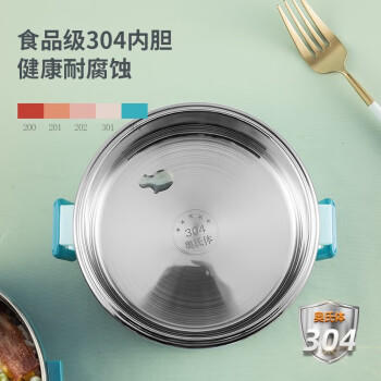 美厨（maxcook）304不锈钢保温饭盒提锅 三层学生饭盒便当盒 配餐具北欧蓝MCFT568 /厨具 /餐具 /饭盒/提锅 商品图4