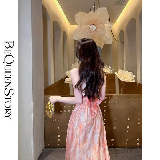 BeQueenStory【落日橘彩】轻薄透气冰丝凉感修身显瘦无袖连衣裙夏新 商品图2