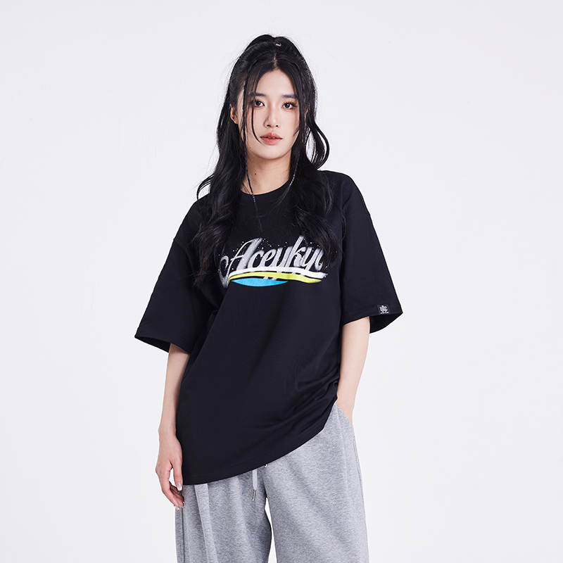 ACEYKYB黄子韬简约字母T恤潮流中性2025夏季新款国潮高街短袖上衣
