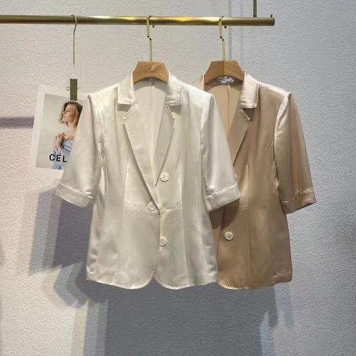 【盛夏篇】jin口三醋酸！时髦多色西装领短袖西装女MJ240052 商品图0