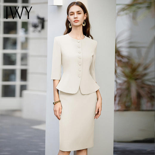 IWY/高端米白西装套裙新中式小众设计修身通勤法式优雅教师职业装CS1975 商品图4