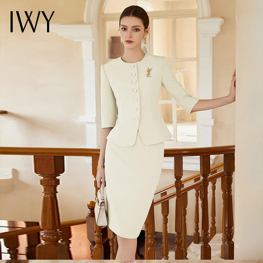 IWY/米色通勤职业装气质女神范西装套装高端公务员教师面试工作服CS1975-W 商品图1