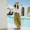 绽放旅行女装349朵/设计感拼接线条高端质感亚麻宽松阔腿灯笼裤 商品缩略图3