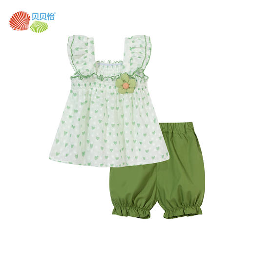 贝贝怡童装女童夏季套装甜美两件套新款宝宝短裤无袖t恤儿童夏装 商品图13