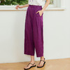 玳莎高腰松紧阔腿裤2024女新款夏季纯色宽松空气感亚麻九分花苞裤  EB36305 商品缩略图2