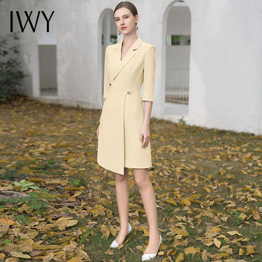 IWY/洋气黄色西装连衣裙女不规则职业装a字裙上班族白领主持人艺考Q1106 商品图3