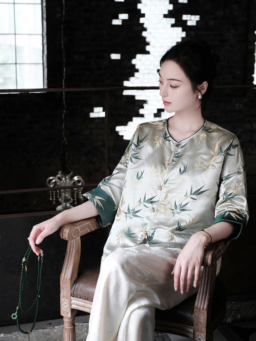 瑕疵|盛唐婧 |真丝宋锦竹之韵上衣[特价品](特殊商品不退不换) 商品图3