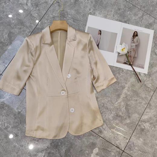 【盛夏篇】jin口三醋酸！时髦多色西装领短袖西装女MJ240052 商品图1