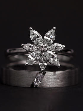 LUCINE 婚礼珠宝情侣求婚订婚结婚戒指1克拉钻戒天然证书钻石定制