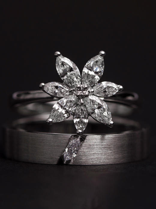 LUCINE 婚礼珠宝情侣求婚订婚结婚戒指1克拉钻戒天然证书钻石定制 商品图0