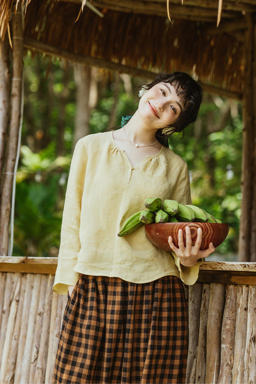 绽放旅行女装522朵/100%汉麻高端宽松文艺休闲百搭防晒衬衫 商品图5