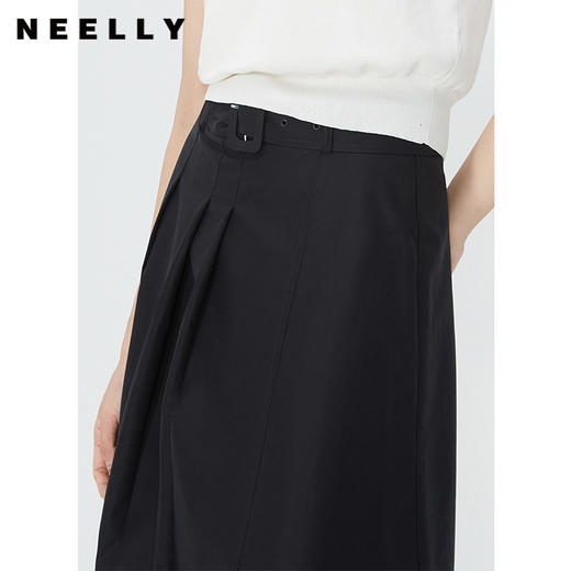 NEELLY纳俪商场同款气质复古赫本风百褶裙通勤高腰显瘦A字半身裙N24052E01177 商品图2