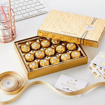 费列罗（FERRERO）榛果威化糖果巧克力制品15粒187.5g 礼盒装喜糖零食节日生日礼物 /食品饮料 /休闲食品 /巧克力 商品图4