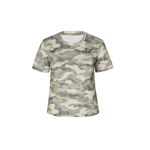 NUTH 复古迷彩印花烫钻修身短袖t恤上衣女 商品图6