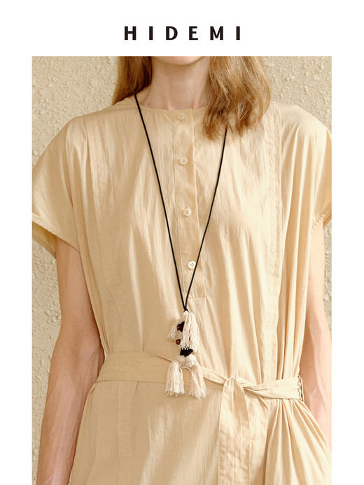 HIDEMI度假系列“棕榈娃娃”麻绳串珠手工设计感可调节皮绳项链 商品图8