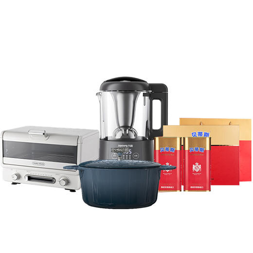 （分多包裹发货）贝蒂斯 特级初榨橄榄油礼盒装 1L*2/盒+宝玑传世系列珐琅铸铁锅星空蓝BGB2402+九阳豆浆机DJ10P-D980+摩飞多功能电烤箱MR8800【鲜知30.0】 商品图0