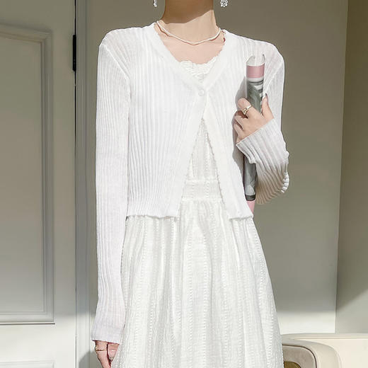 纤束马温柔甜美轻薄冰丝小开衫 JG-640 商品图1