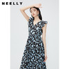 NEELLY纳俪商场同款无袖V领绑带连衣裙女下摆开叉度假风碎花A字裙N24052Y01167 商品缩略图1