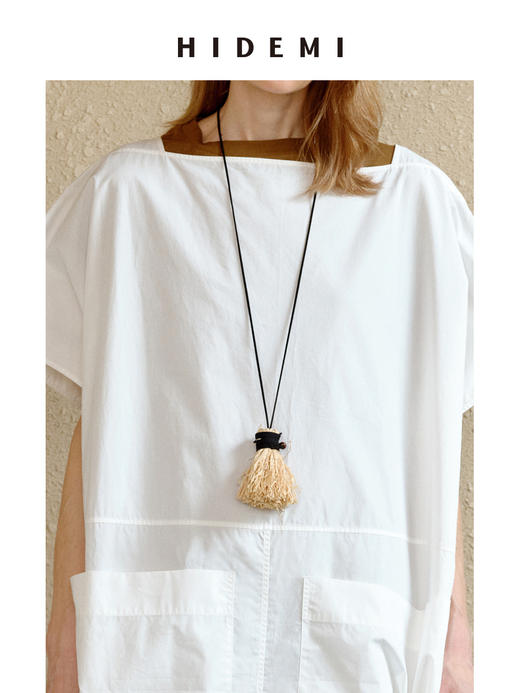 HIDEMI度假系列“棕榈树下”草绳串珠手工设计感流苏挂件项链 商品图11