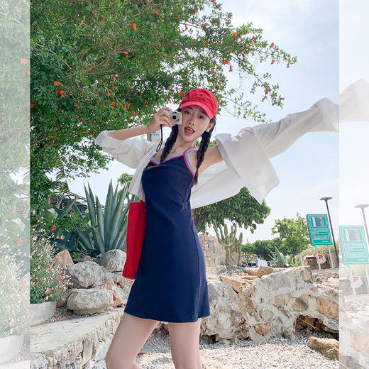 <曾小咸推荐>新品最最最后一波现货！卖完下架不再补！微信粉丝打折价！【韩系甜美范】藏蓝色连衣裙 日常119.99 立减50 秒杀69.99！！ 商品图2