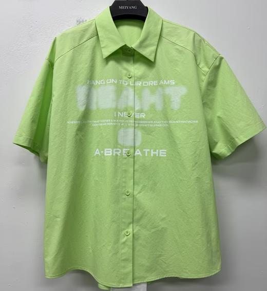 2-7MZ前幅设计印字母短袖衬衫40430（绿） 夏季 142070100321 商品图1