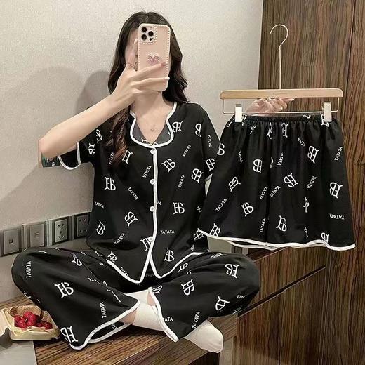 【三件套积木 春夏秋三季必备】韩版睡衣舒适吸汗夏季ins风卡通甜美少女睡衣 商品图0