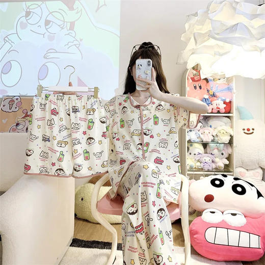 【三件套积木 春夏秋三季必备】韩版睡衣舒适吸汗夏季ins风卡通甜美少女睡衣 商品图8