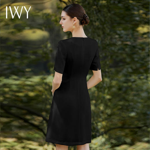IWY/职场通勤连衣裙女士职业装黑色圆领西装裙收腰显瘦正装优雅裙Q1087 商品图3