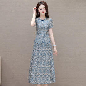中国风纯色，中长款连衣裙QYM-KED-H1862-Y