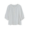 绽放旅行女装176朵/白色砂洗亚麻上衣夏季五分灯笼袖宽松休闲衬衫 商品缩略图4