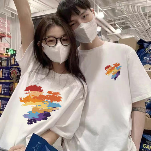【休闲风夏季情侣T恤】短袖女款 新款创意涂鸦百搭宽松上衣 情侣装 情人节 商品图1