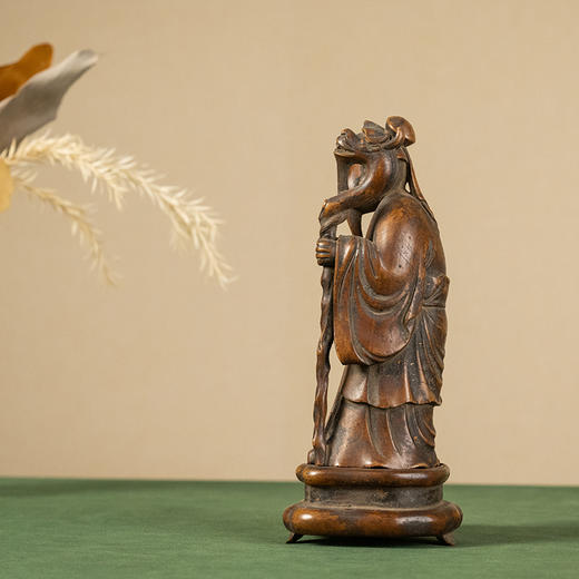 清 黄杨木雕老人童子摆件（黄杨座） 商品图1