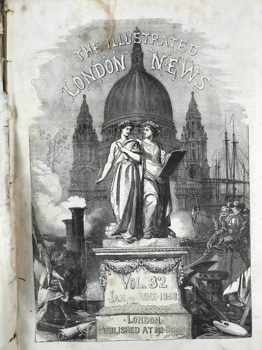 含中国内容！41.5*29.5cm！1858年1~6月 伦敦新闻画报 数百幅版画插图 漆布精装8开 商品图2