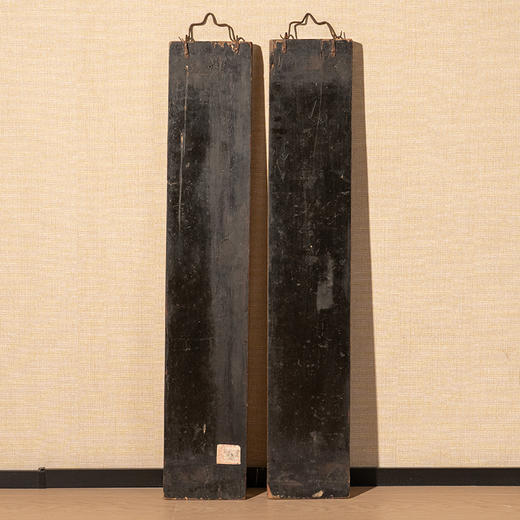 清 木雕朱漆七言文房联挂匾 商品图3