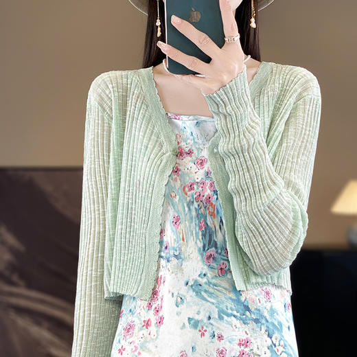 纤束马温柔甜美轻薄冰丝小开衫 JG-640 商品图5