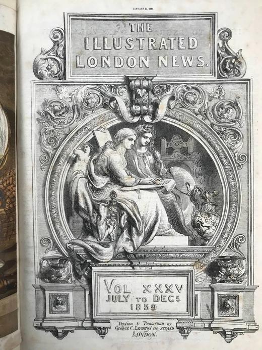 41.5*29.5cm！1859年7~12月 伦敦新闻画报 数百幅版画插图 漆布精装8开 商品图3